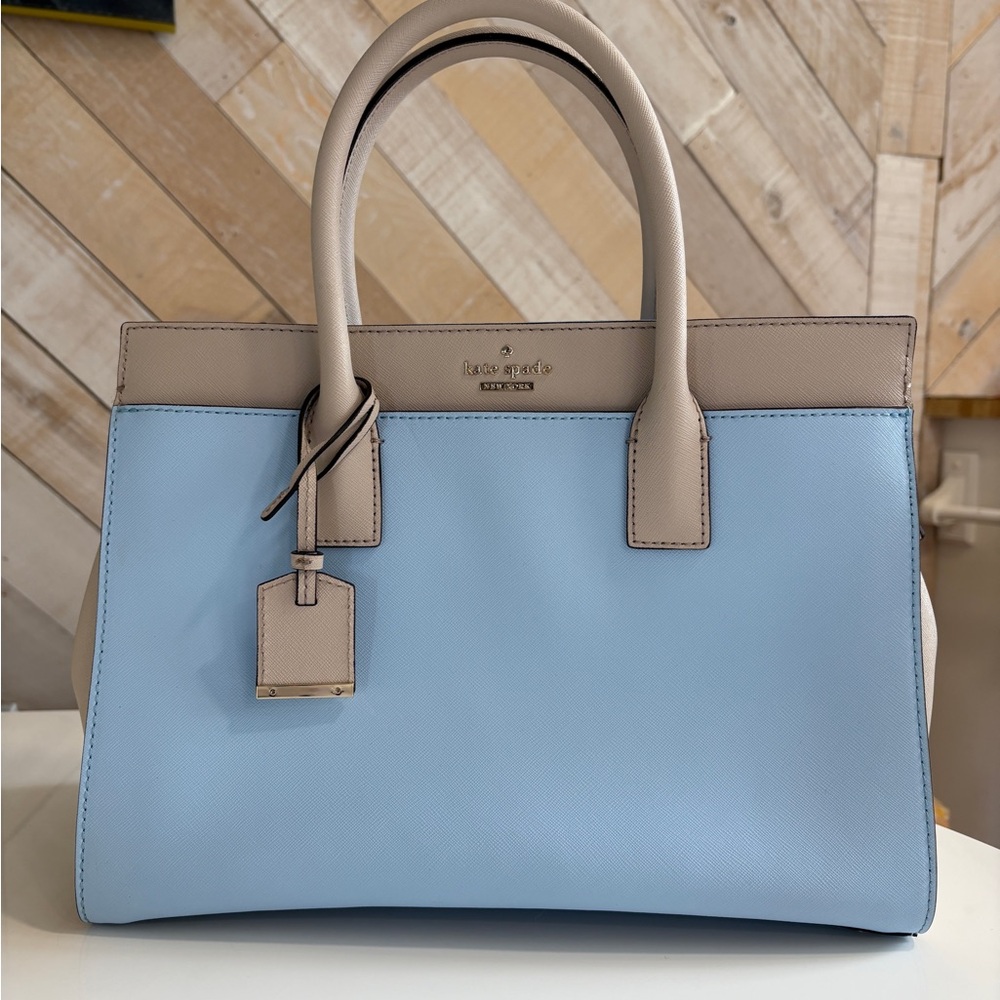 Kate Spade Ice Blue and Beige Cameron Street Satchel Handbag